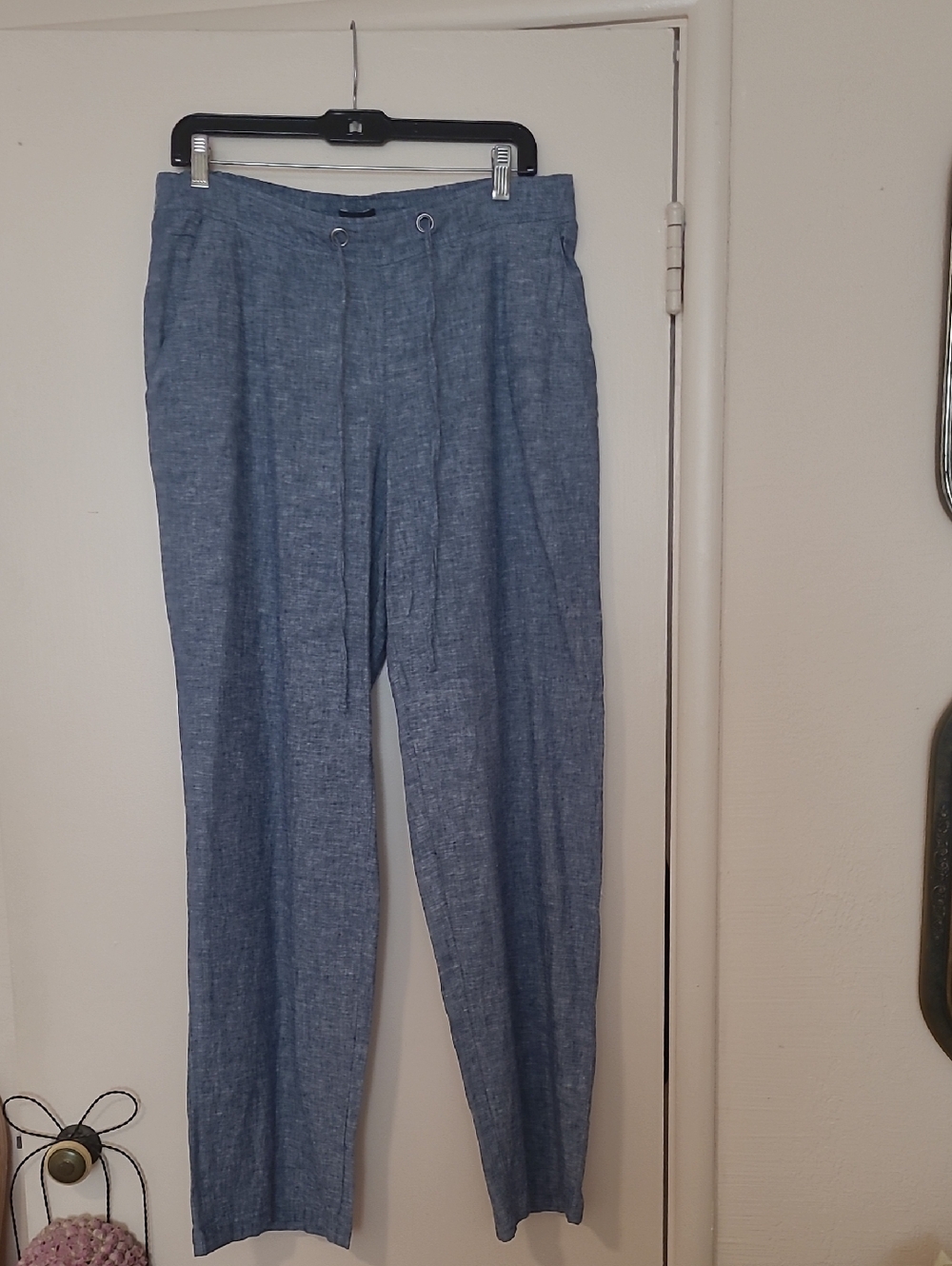 Ashley Stewart Women's Blue Chambray Drawstring Pants